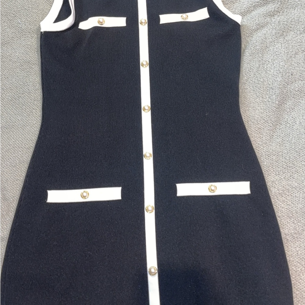 Sincerely Jules Black and White Buttoned Mini Dress